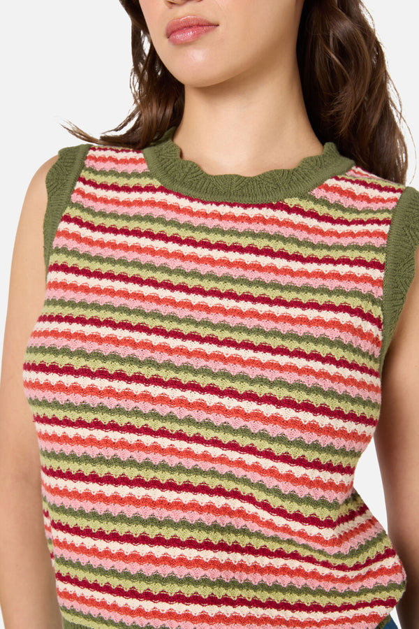 Princess Highway - Leslie Stripe Knit Tank Top - olive