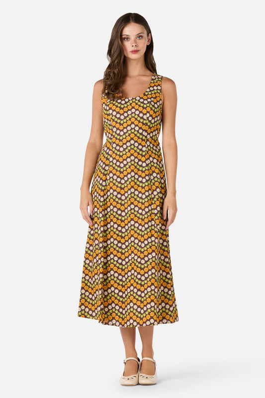 Princess Highway - Sally Retro Midi Dress - chocolate