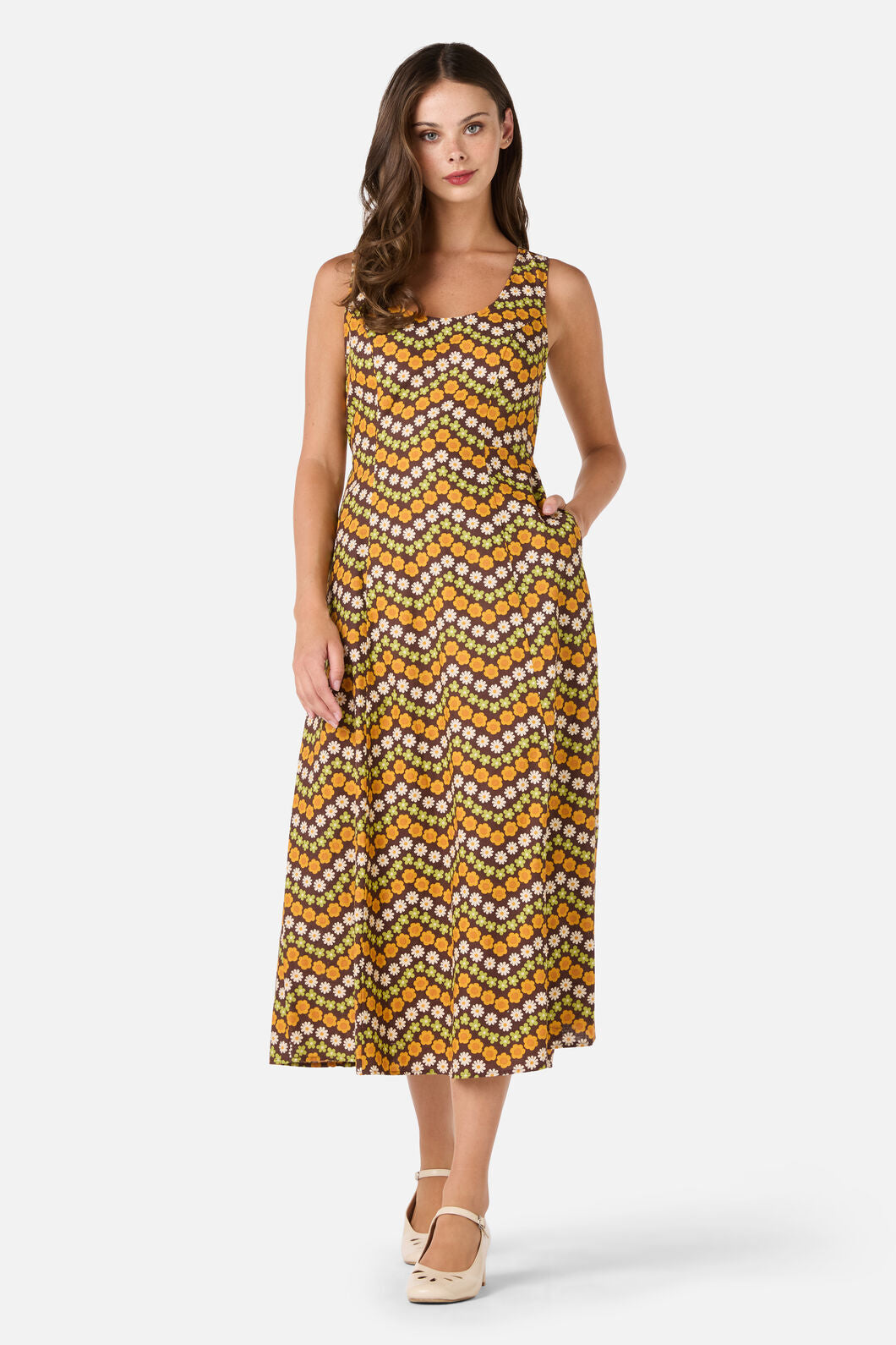 Princess Highway - Sally Retro Midi Dress - chocolate