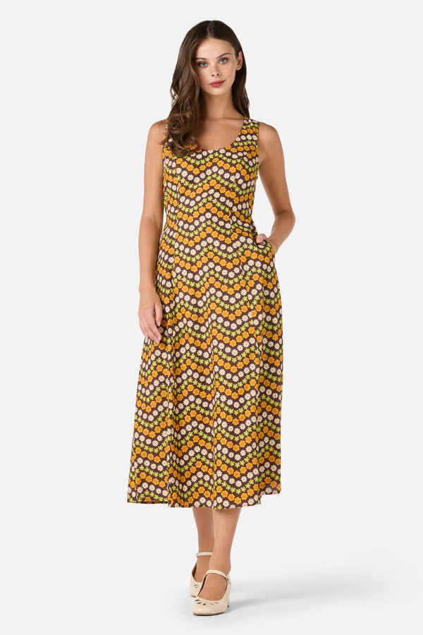 Princess Highway - Sally Retro Midi Dress - chocolate