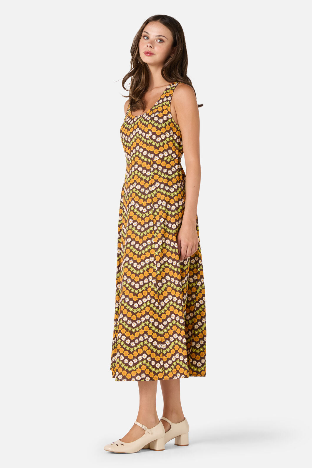 Princess Highway - Sally Retro Midi Dress - chocolate