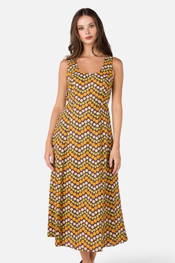 Princess Highway - Sally Retro Midi Dress - chocolate