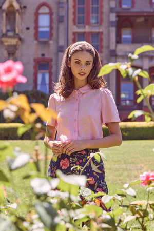 Princess Highway - Whimsical Embroidered Blouse - pink