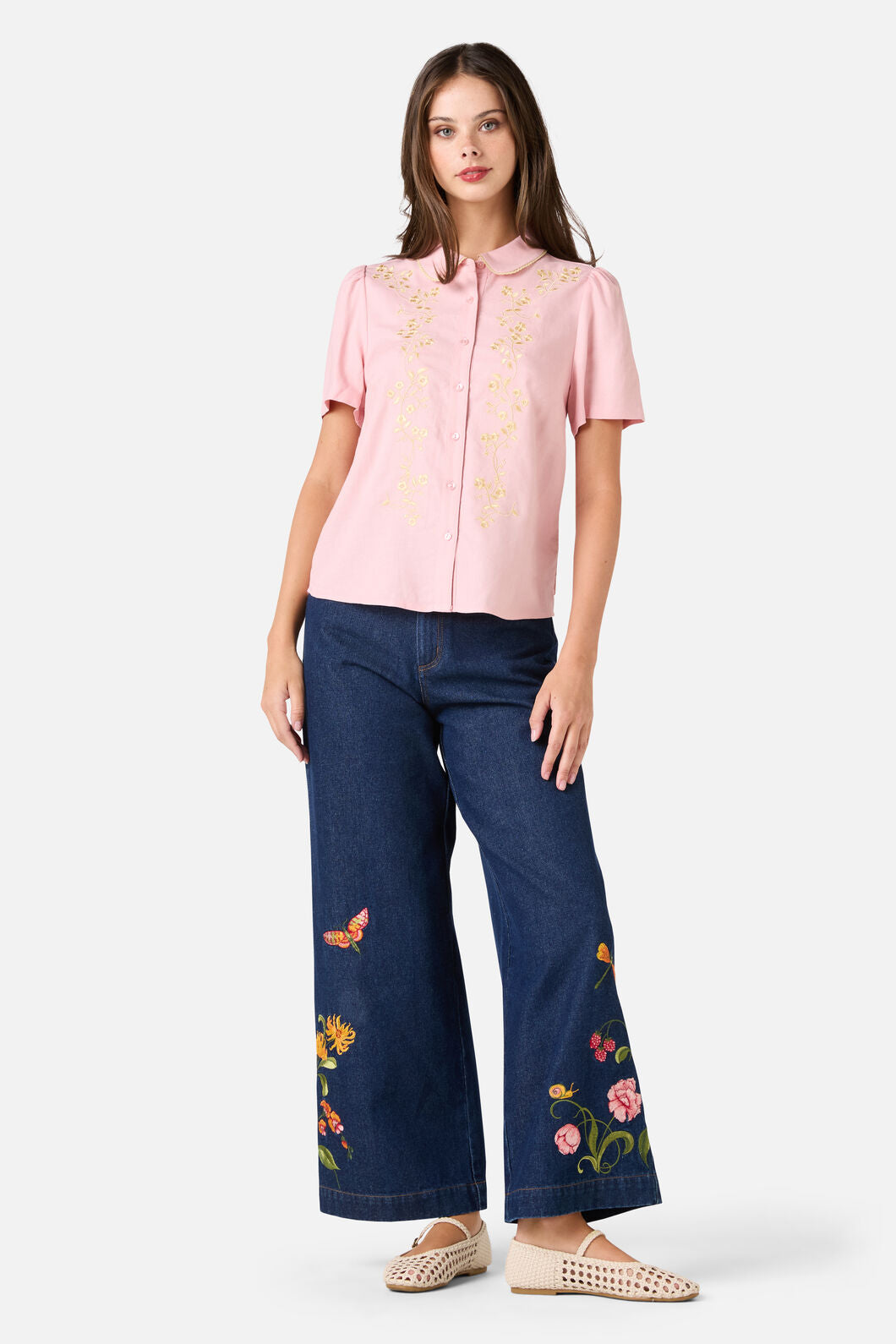 Princess Highway - Whimsical Embroidered Blouse - pink