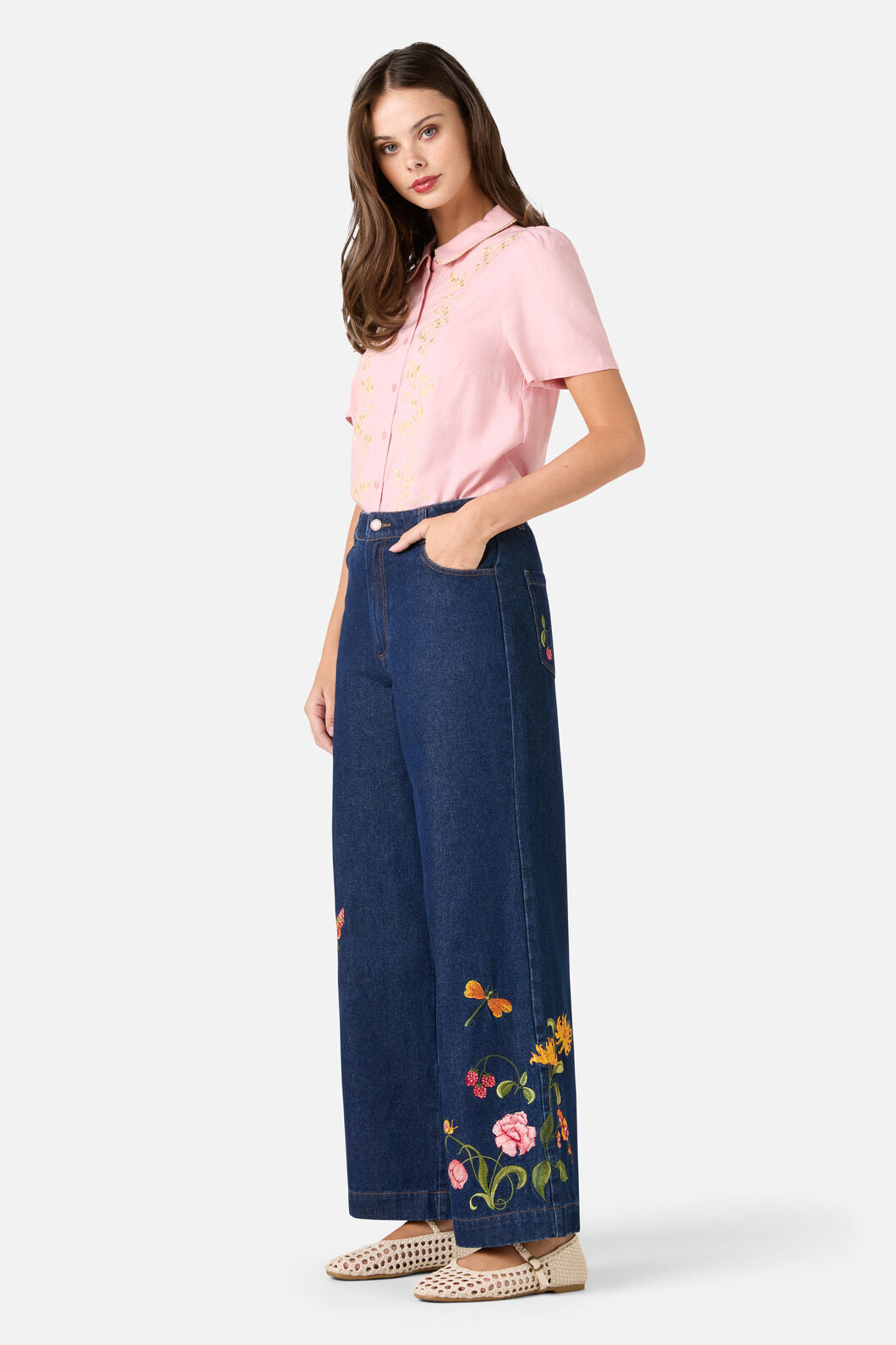 Princess Highway - Whimsical Embroidered Blouse - pink