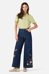 Princess Highway - Whimsical Embroidered Blouse - green