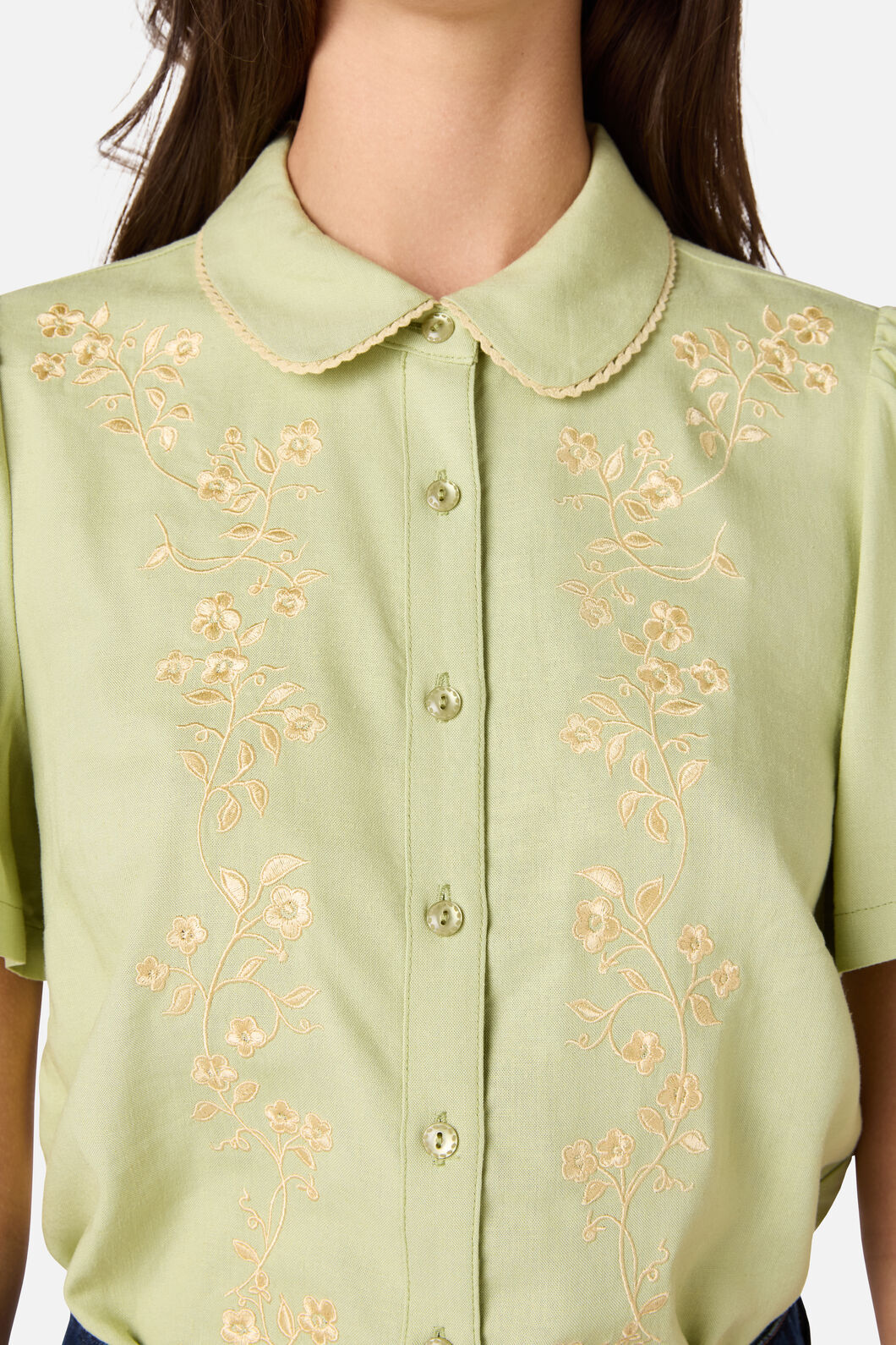 Princess Highway - Whimsical Embroidered Blouse - green
