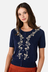 Princess Highway - Whimsical Embroidered Cardigan - navy