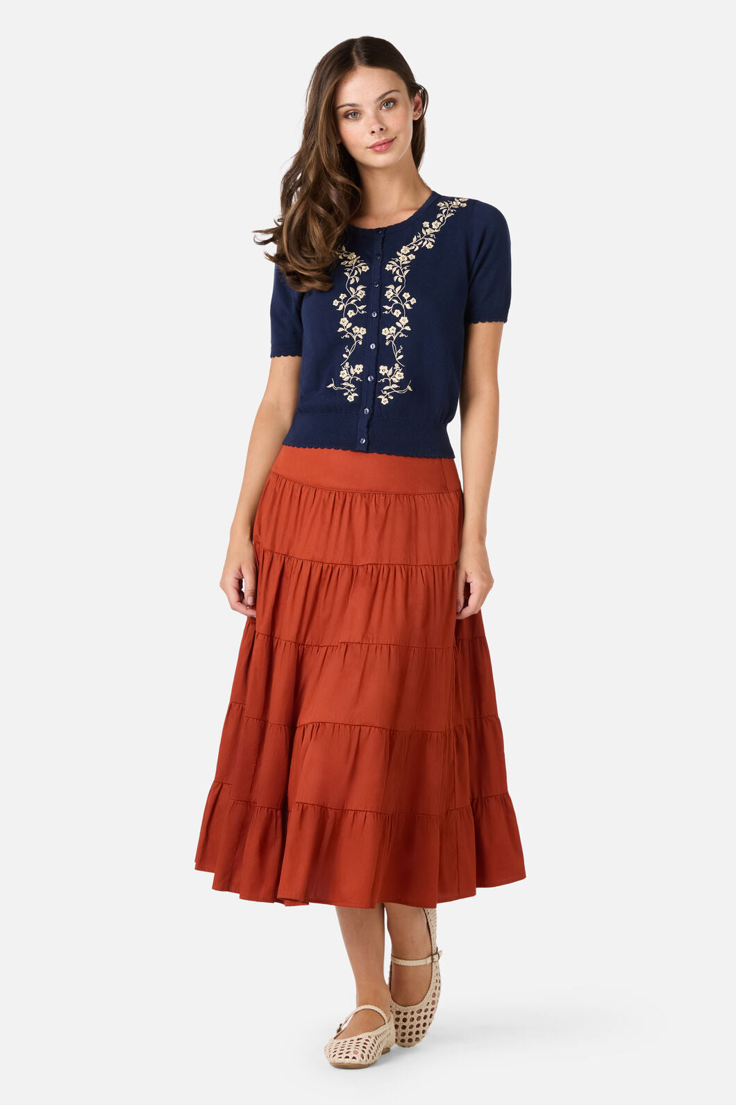 Princess Highway - Whimsical Embroidered Cardigan - navy