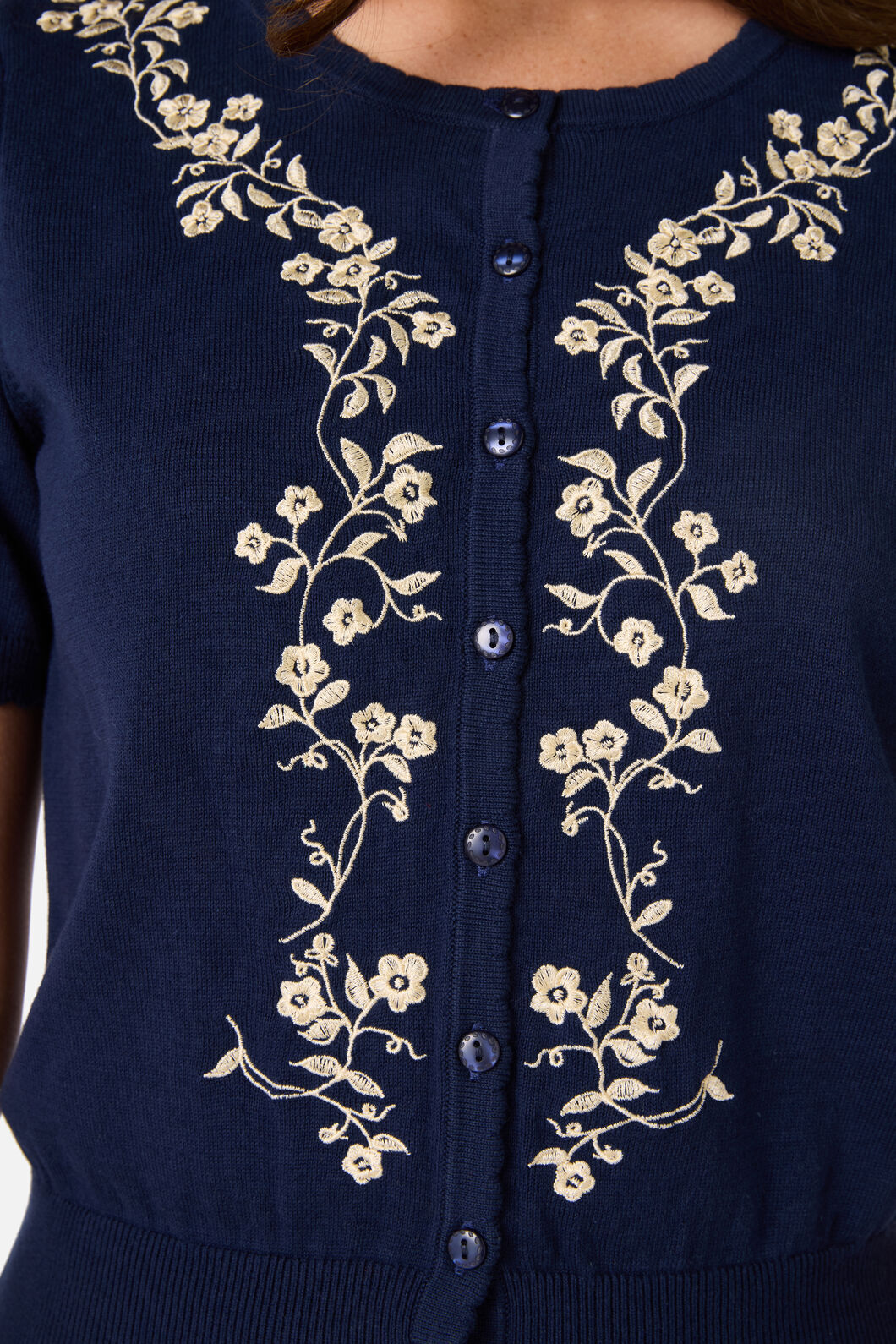 Princess Highway - Whimsical Embroidered Cardigan - navy