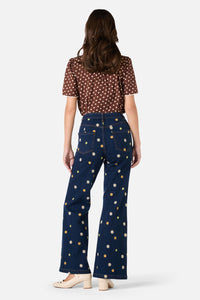 Princess Highway - Ditsy Daisy Retro Blouse - chocolate