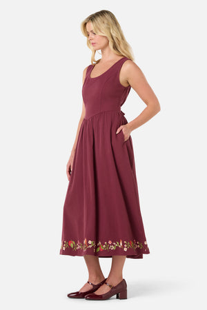 Princess Highway - Apple & Robin Emb Midi Dress - wine