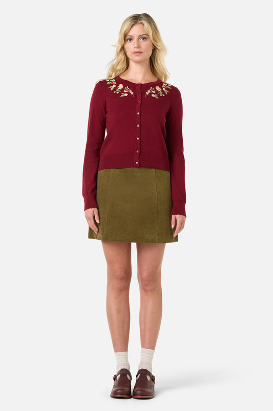 Princess Highway - Apple & Robin Emb Cardigan - wine