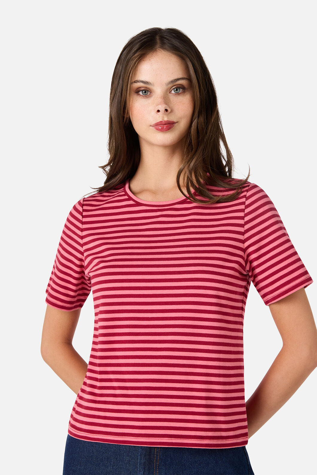 Princess Highway - Berry Stripe Tee - pink-red