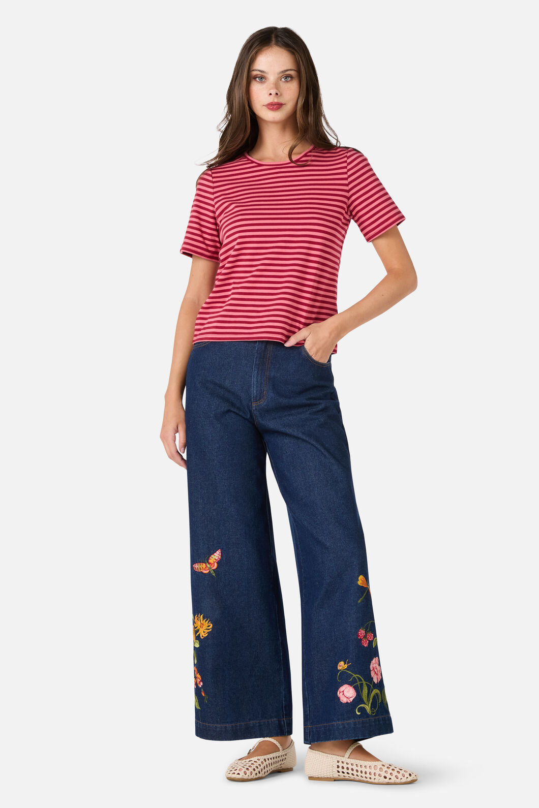 Princess Highway - Berry Stripe Tee - pink-red