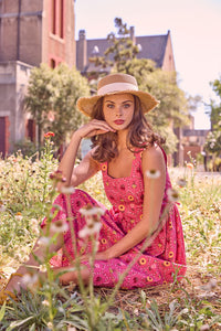 Princess Highway - Honey Bee Hive Midi Dress - pink