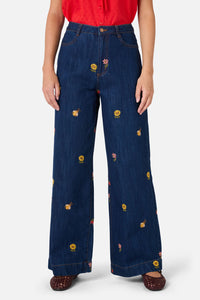 Princess Highway - Honey Embroidered Jean - blue-denim