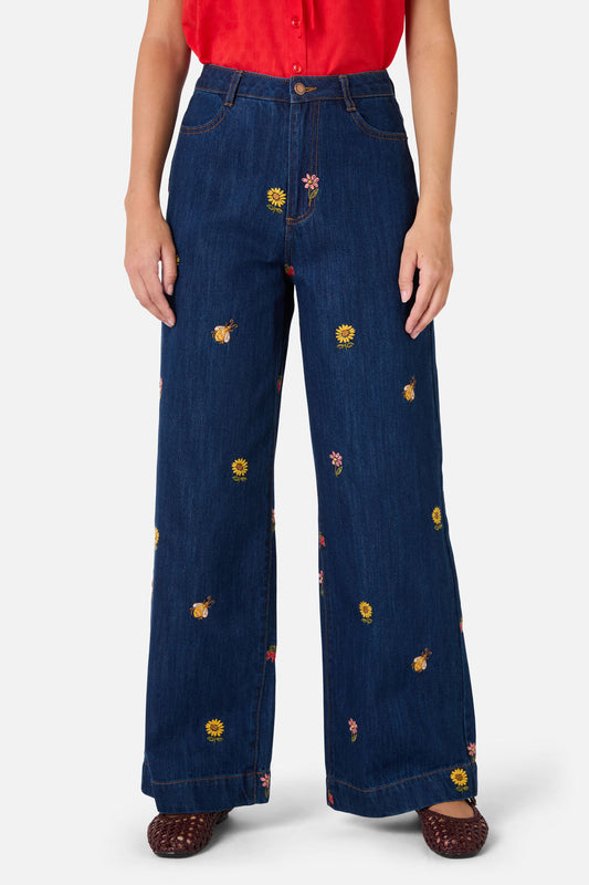 Princess Highway - Honey Embroidered Jean - blue-denim