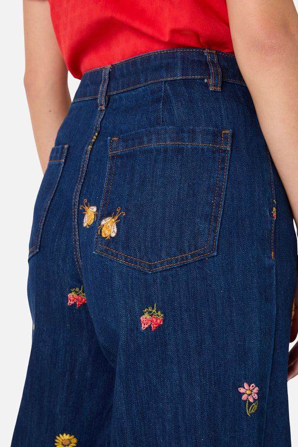 Princess Highway - Honey Embroidered Jean - blue-denim