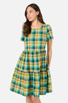 Princess Highway - Piper Check Smock Dress - green-multi