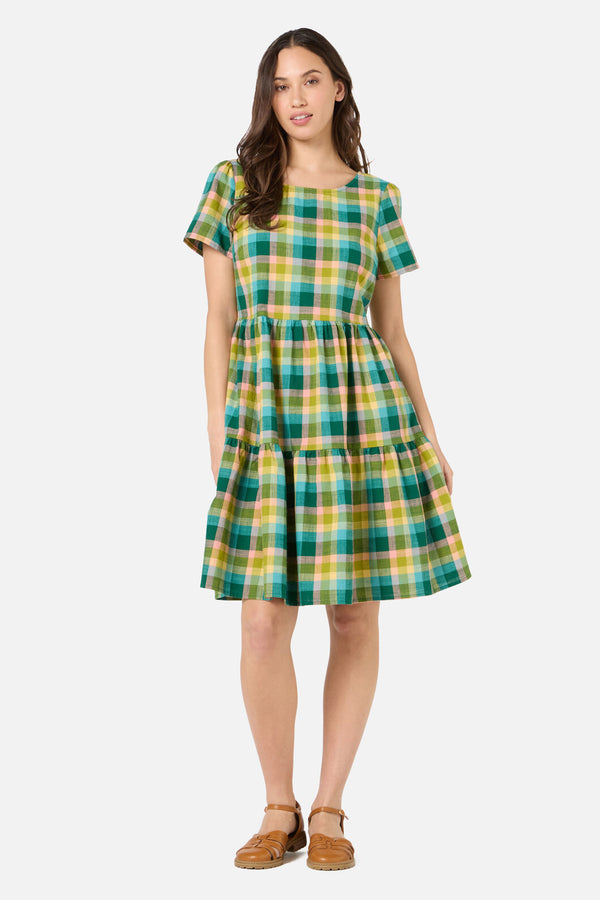 Princess Highway - Piper Check Smock Dress - green-multi