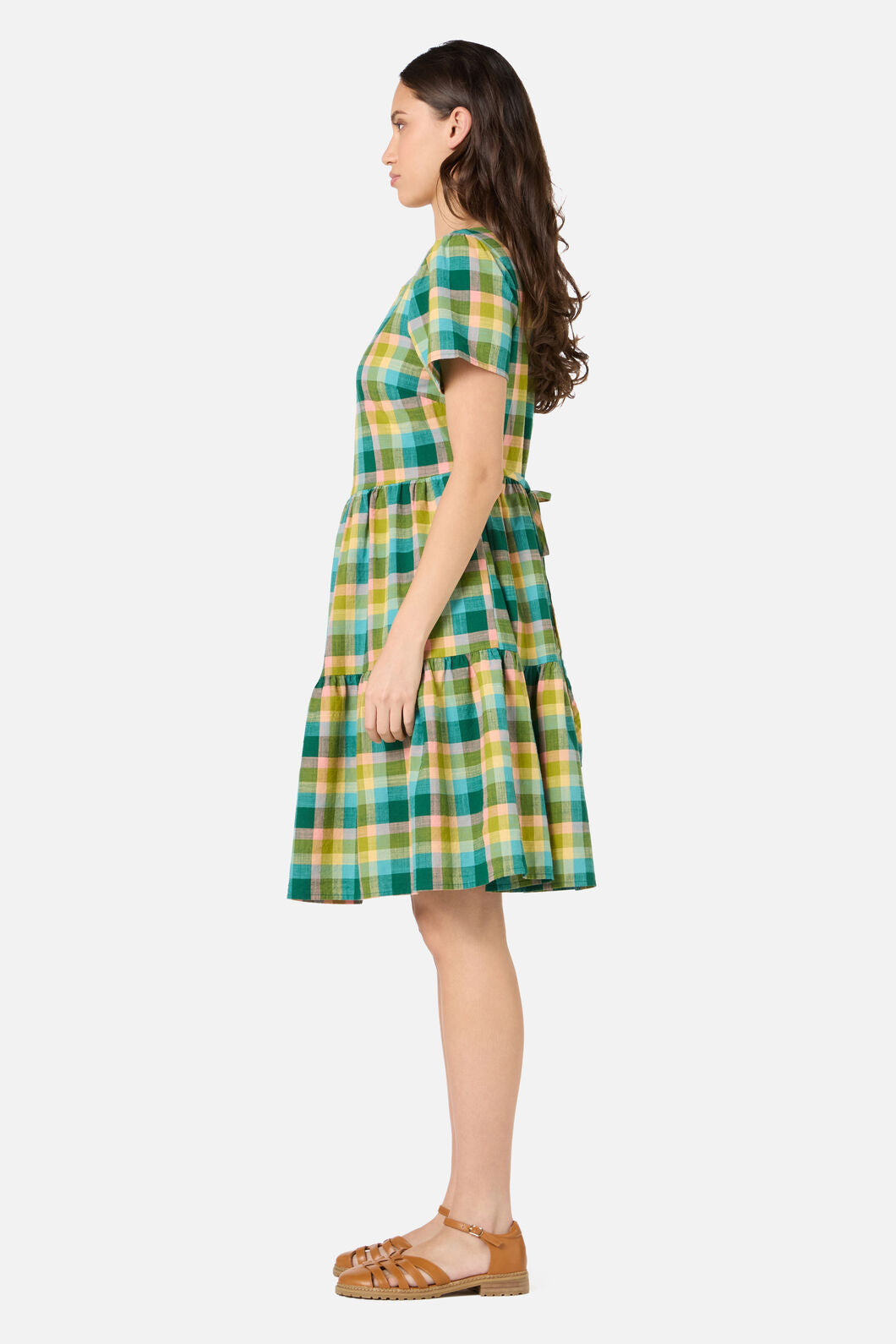 Princess Highway - Piper Check Smock Dress - green-multi