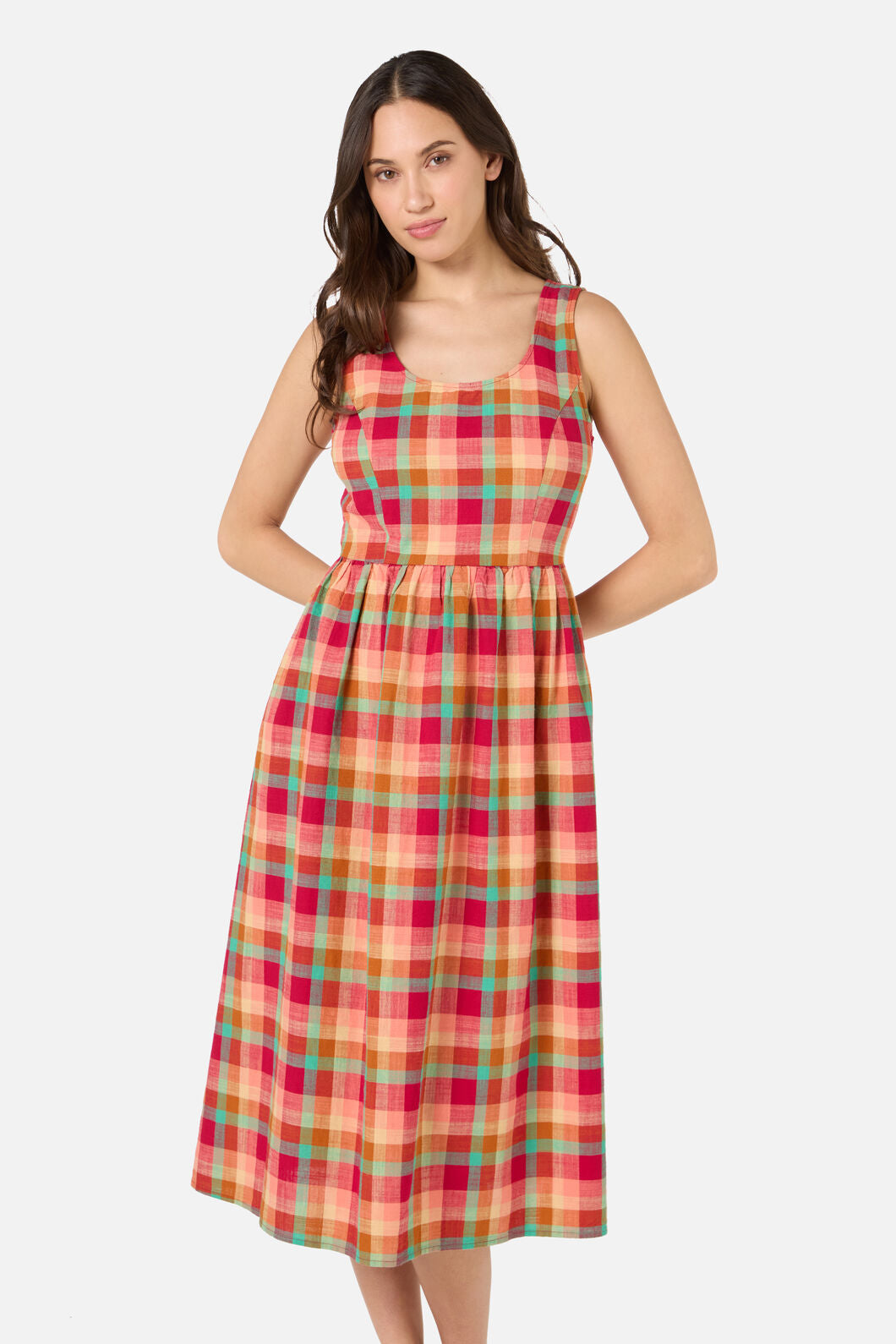 Princess Highway - Piper Check Midi Dress - pink-multi