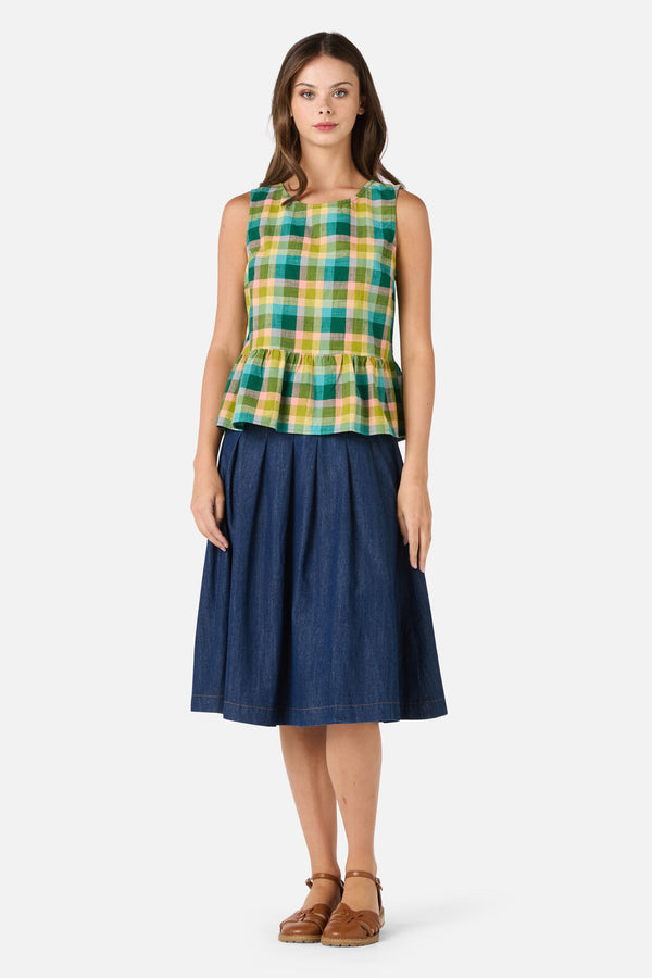 Princess Highway - Piper Check Peplum Top - green-multi