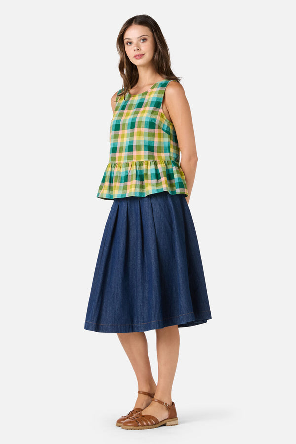 Princess Highway - Piper Check Peplum Top - green-multi