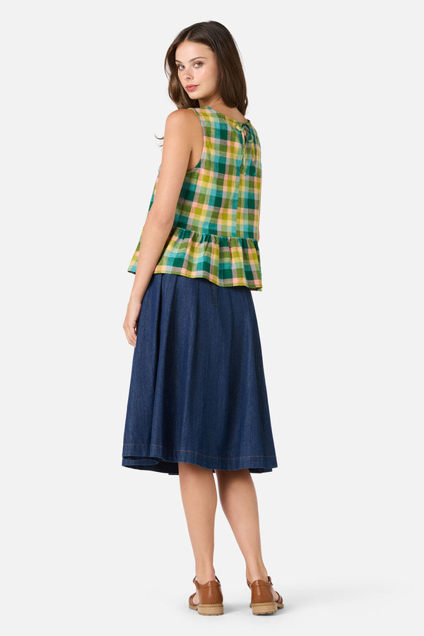 Princess Highway - Piper Check Peplum Top - green-multi