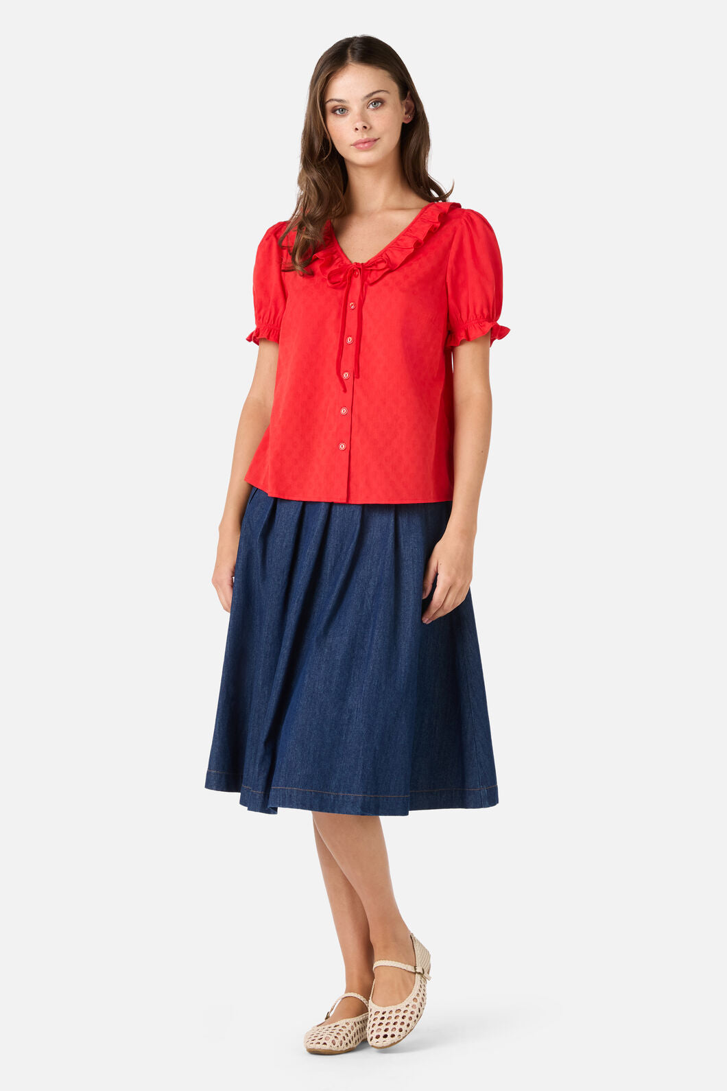 Princess Highway - Kayla Ruffle Blouse - red