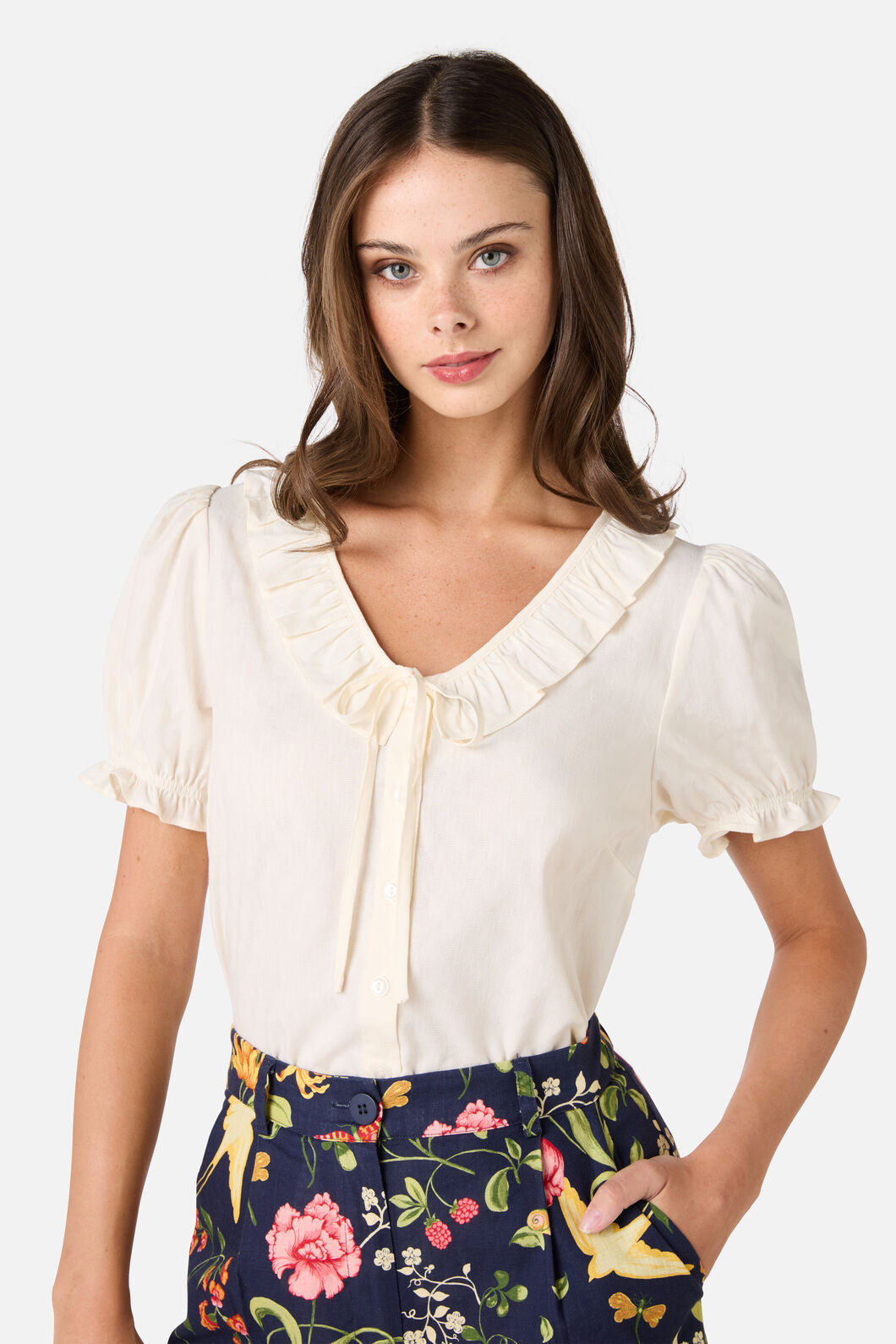 Princess Highway - Kayla Ruffle Blouse - cream
