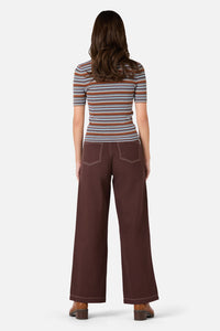 Princess Highway - Adelaide Stripe Rib Knit Top - toffee