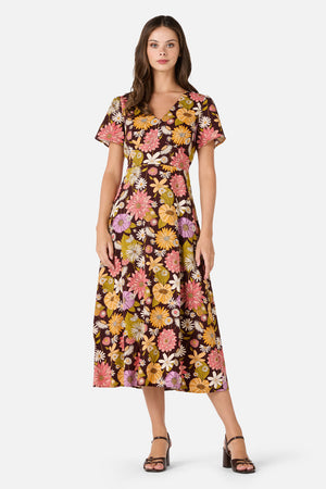 Princess Highway - Leonie Floral Midi Dress - plum