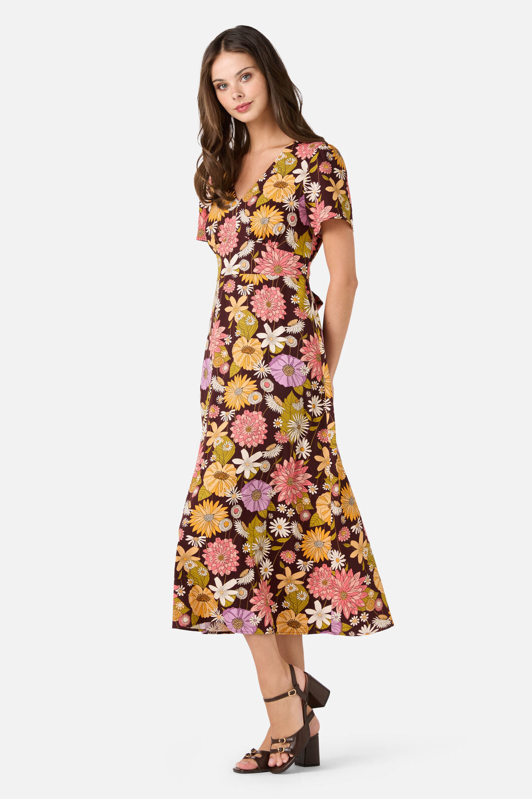 Princess Highway - Leonie Floral Midi Dress - plum