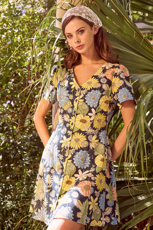 Princess Highway - Leonie Floral Mini Dress - deep-green