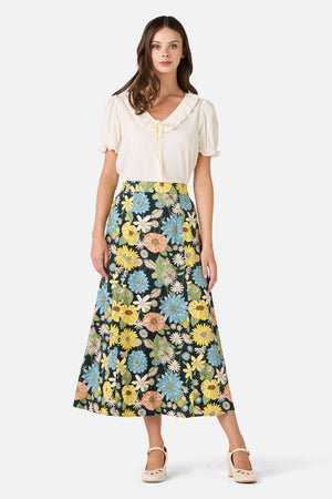 Princess Highway - Leonie Floral Midi Skirt - deep-green