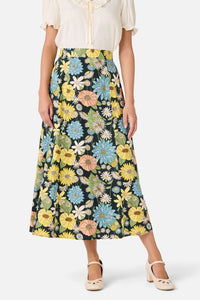 Princess Highway - Leonie Floral Midi Skirt - deep-green