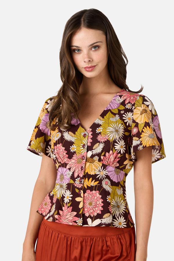 Princess Highway - Leonie Floral Top - plum
