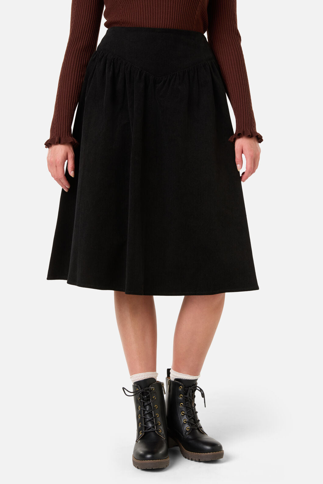 Princess Highway - Demi Cord Yoke Skirt - black