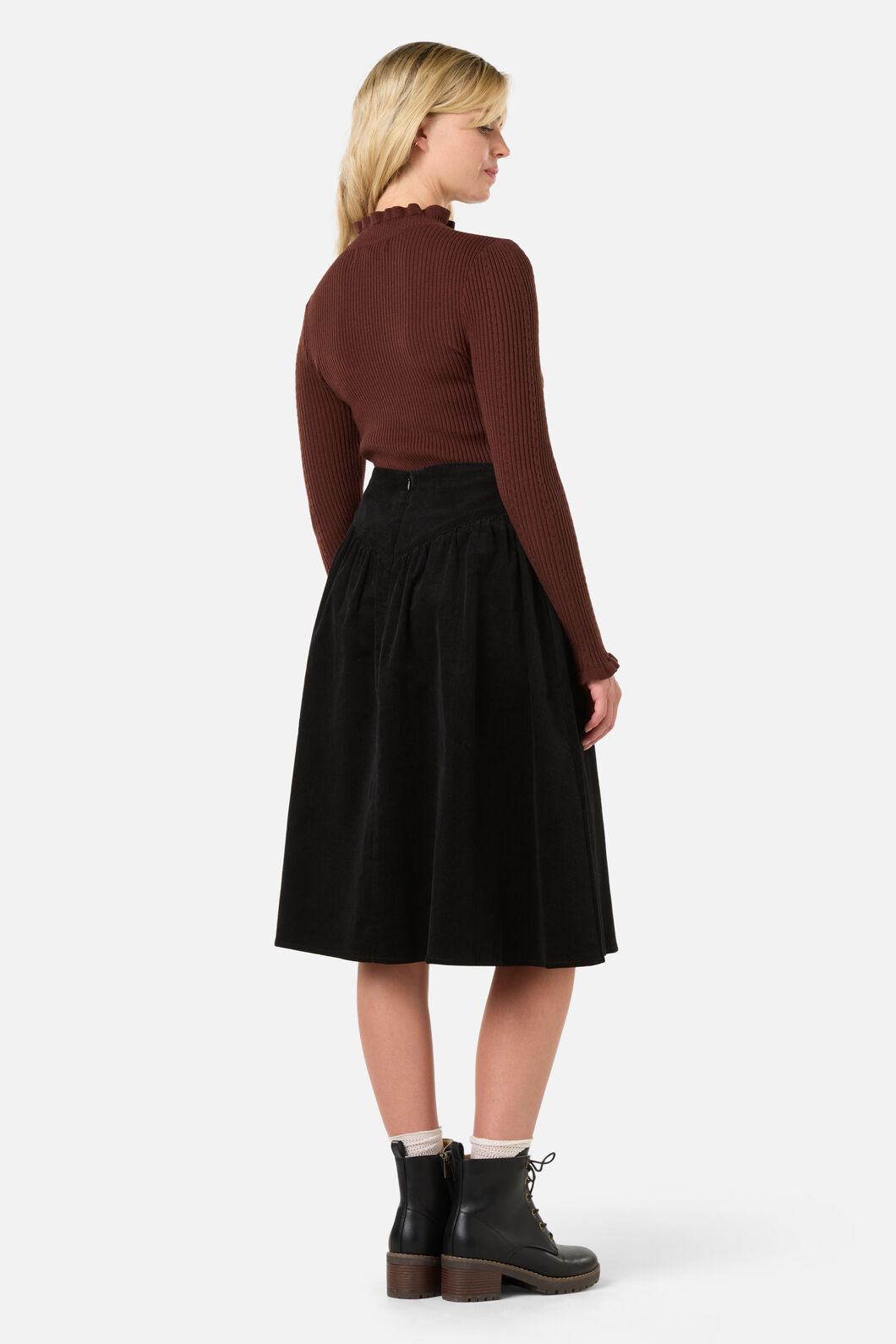 Princess Highway - Demi Cord Yoke Skirt - black