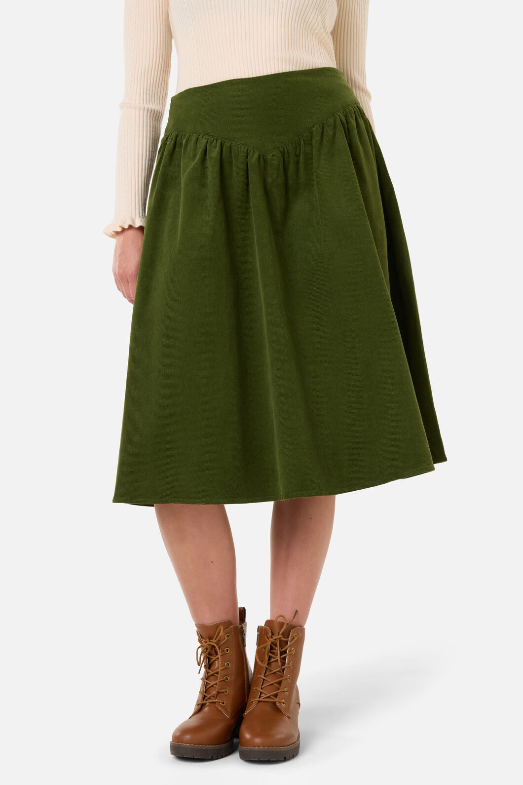 Princess Highway - Demi Cord Yoke Skirt - olive