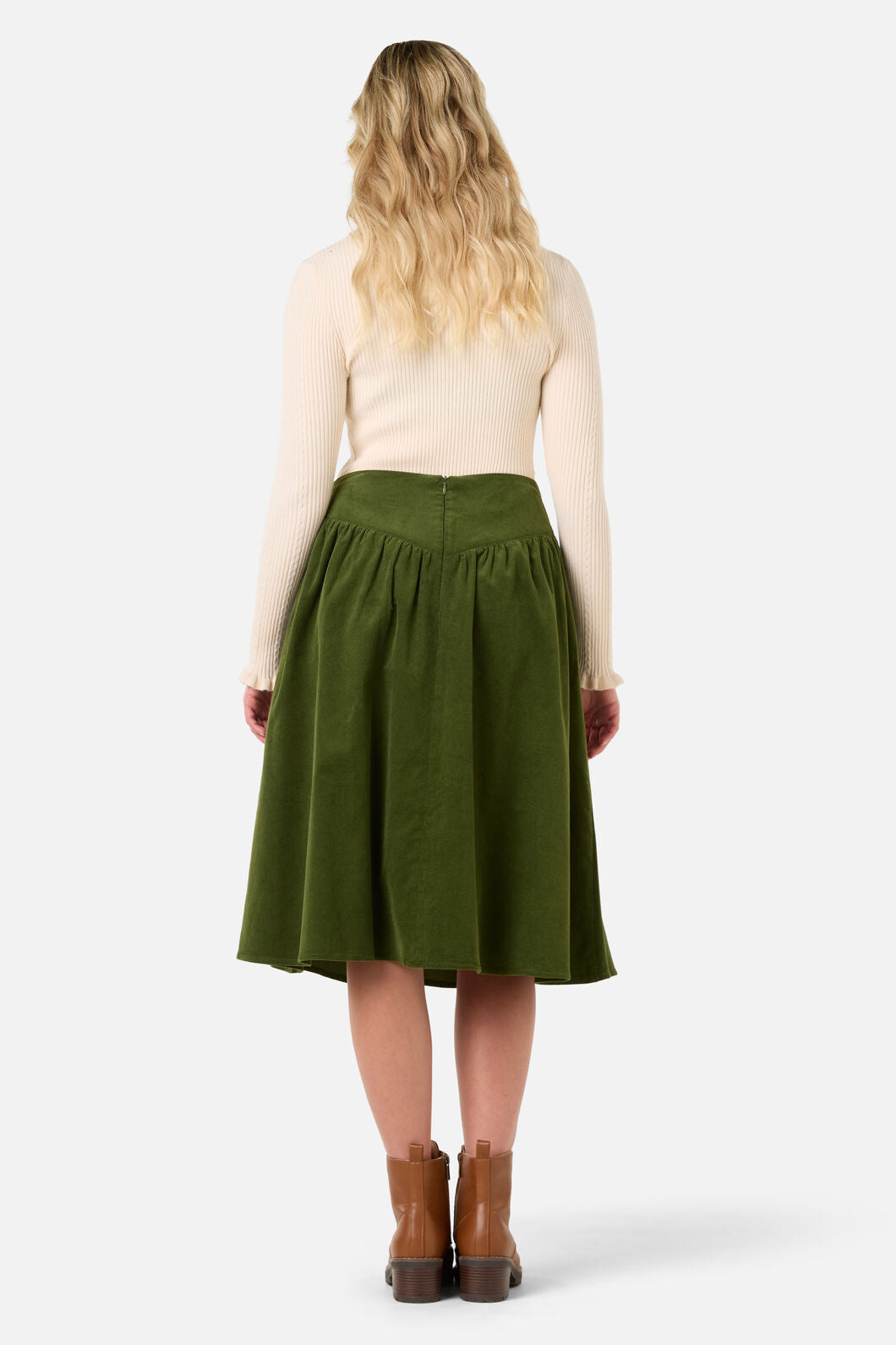 Princess Highway - Demi Cord Yoke Skirt - olive