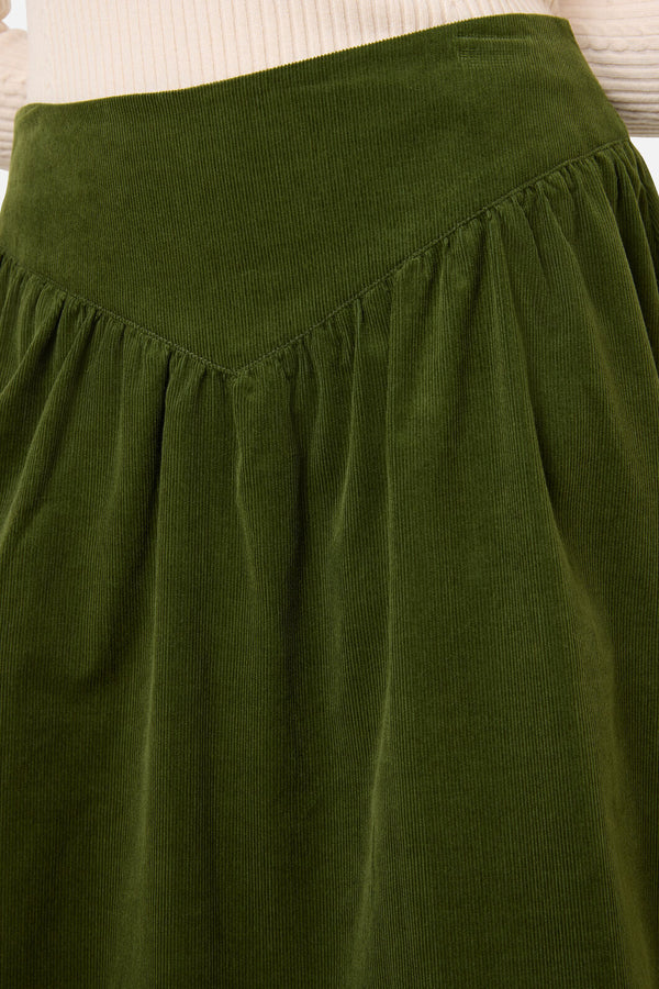 Princess Highway - Demi Cord Yoke Skirt - olive