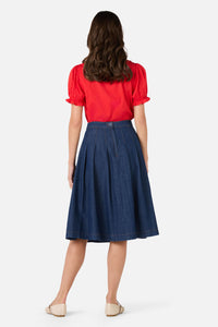 Princess Highway - Oakley Pleat Midi Skirt - blue-denim