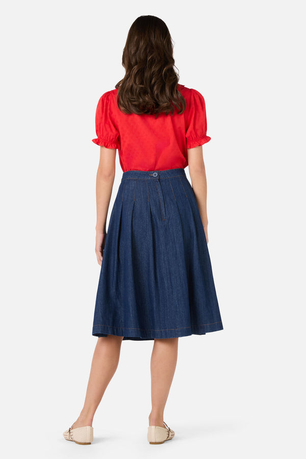 Princess Highway - Oakley Pleat Midi Skirt - blue-denim