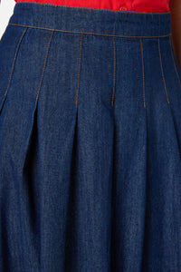 Princess Highway - Oakley Pleat Midi Skirt - blue-denim