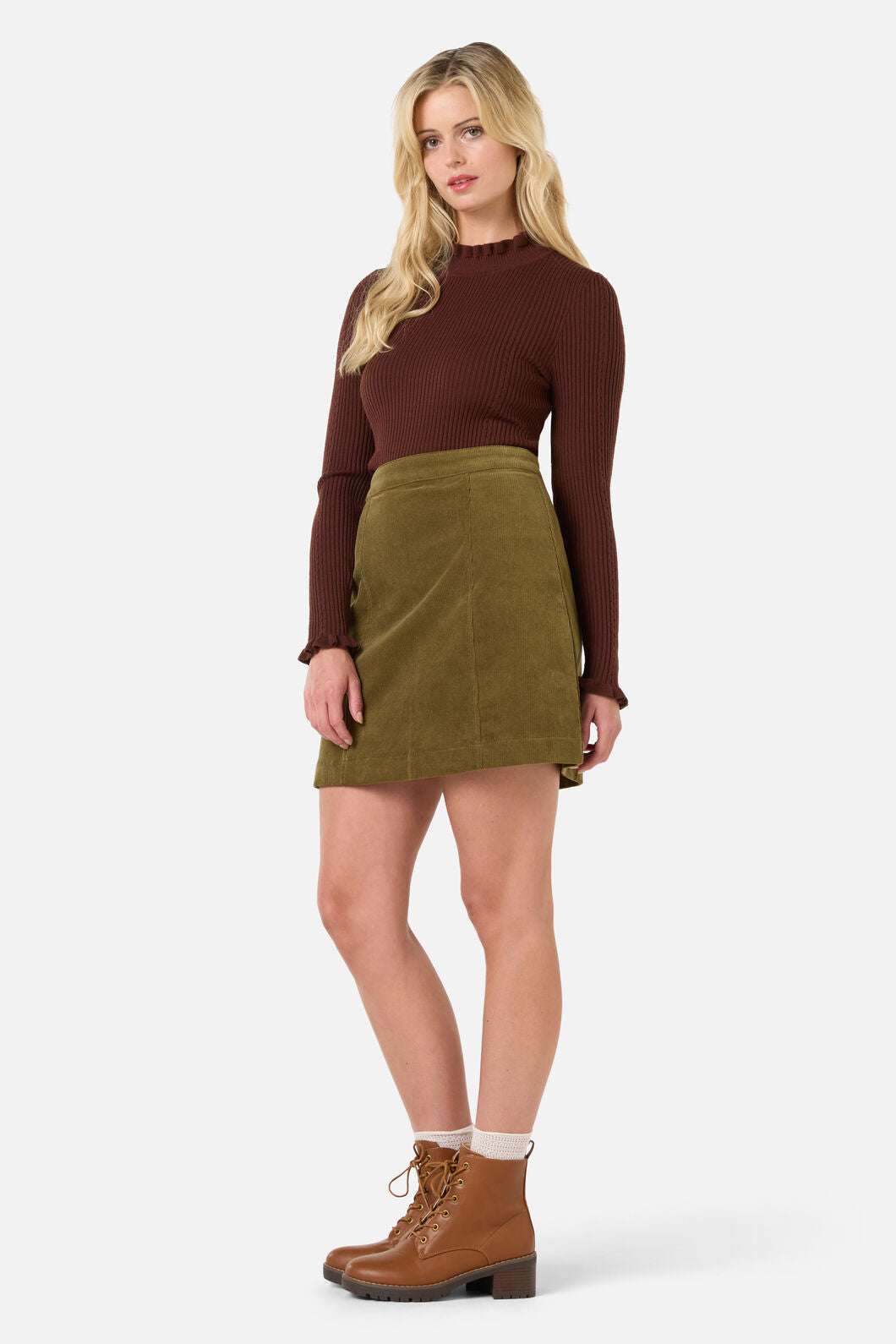 Princess Highway - Charlie Girl Cord Skirt - olive