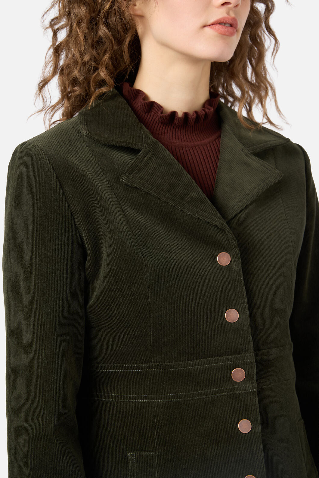 Princess Highway - Hazel A-Line Long Cord Jacket - forest-green