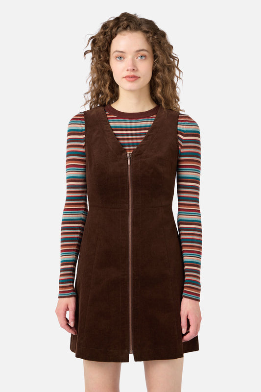 Princess Highway - Honey Cord Pinafore - chocolate